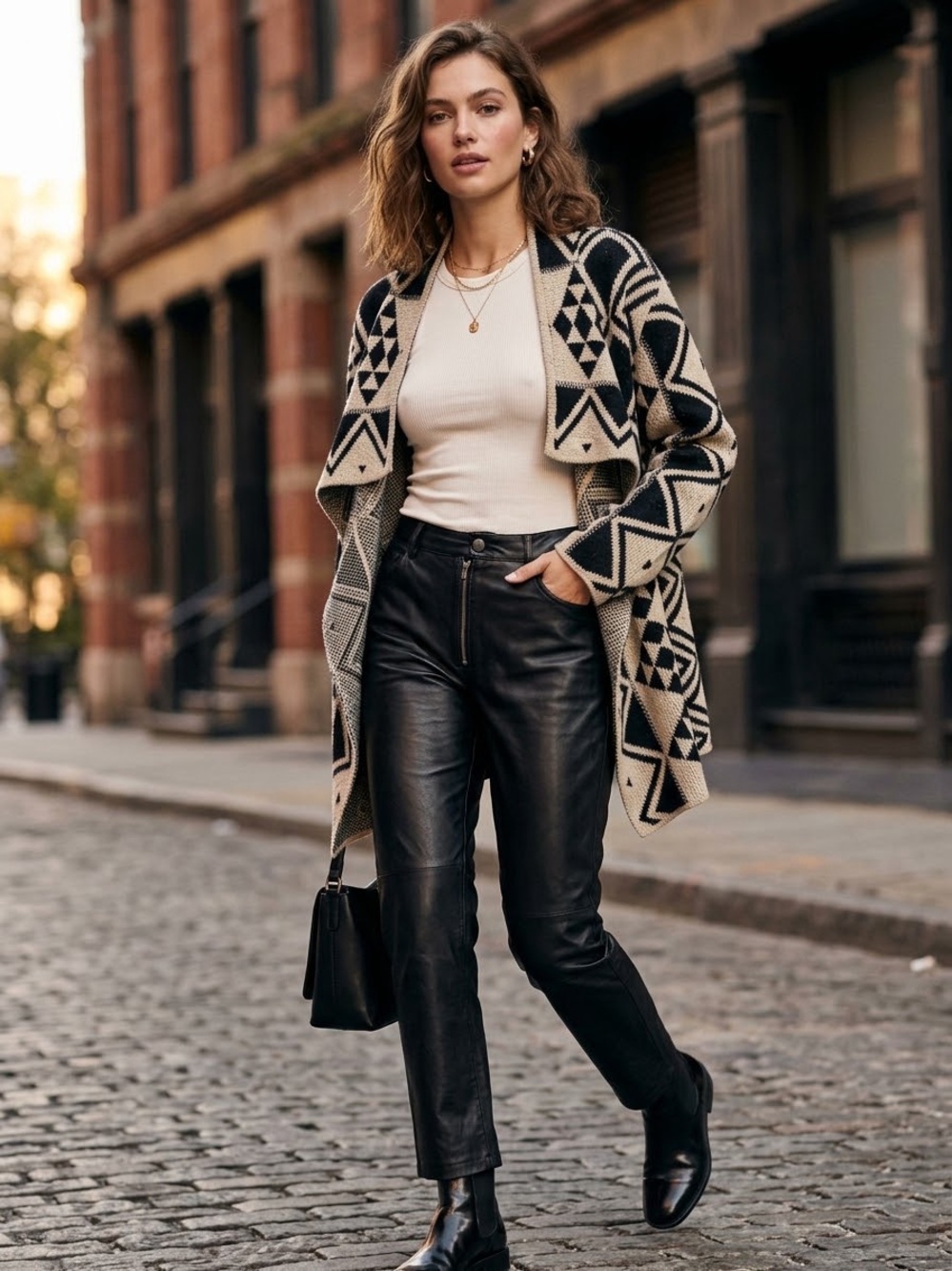 Mixit Black Straight Leather Jeans